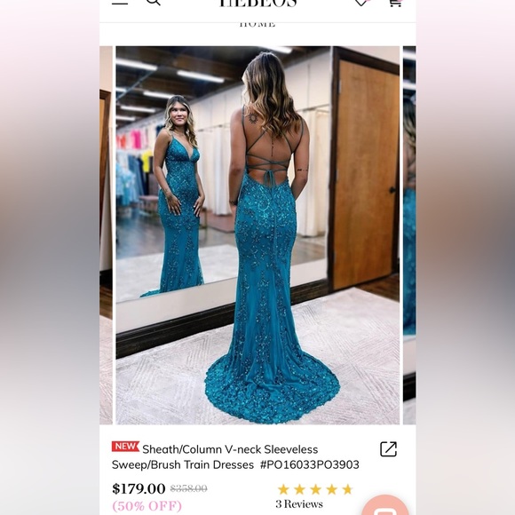 hebeos Sheath/Column V-neck Sleeveless
Sweep/Brush Train Dresses #P016033P03903 - Picture 2 of 10